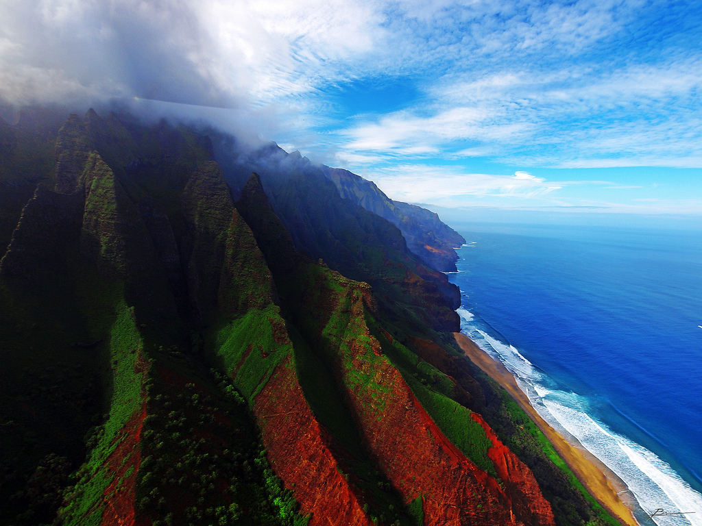 Stunning Shades of Kauai's Napali Coast from Above, Hawaii