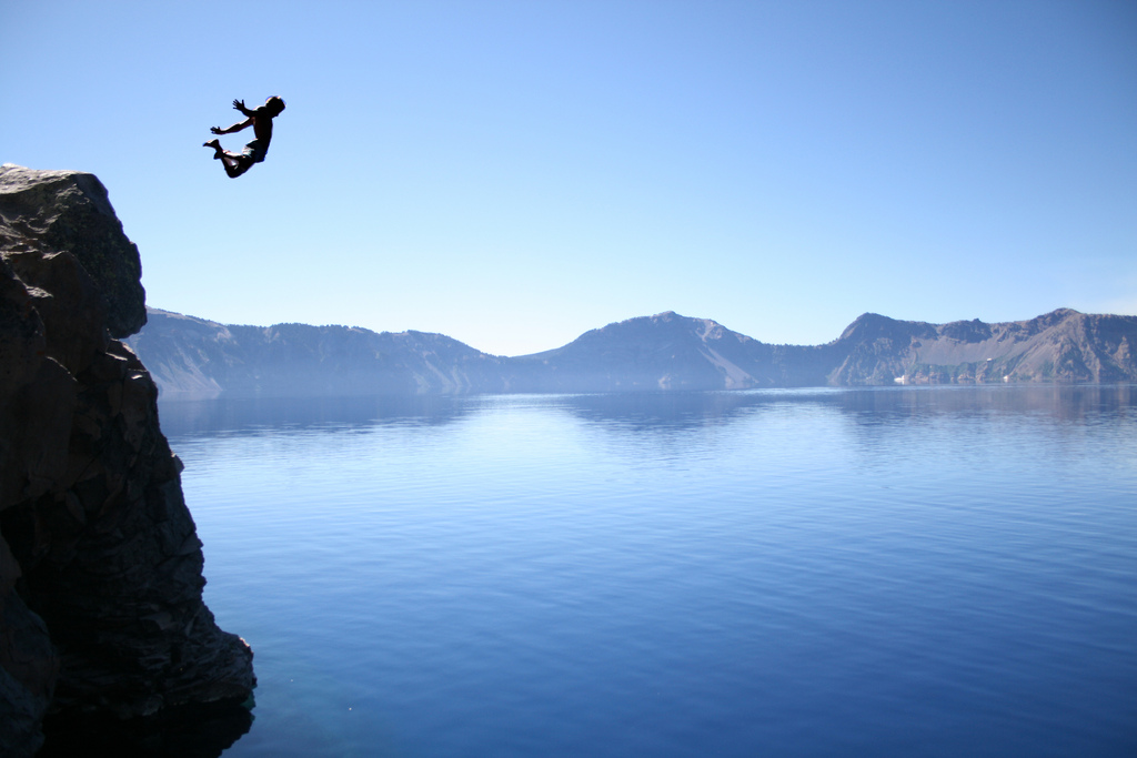 Diving into Crater Lake, Oregon