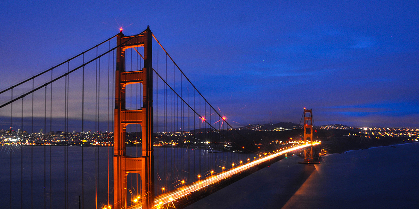 Golden Gate Bridge and Skyline of San Francisco, California