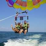 Mike and Kelsey launching with Island Style Parasail