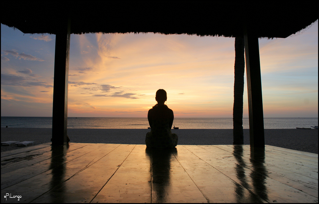Meditating on the beach, Vietnam