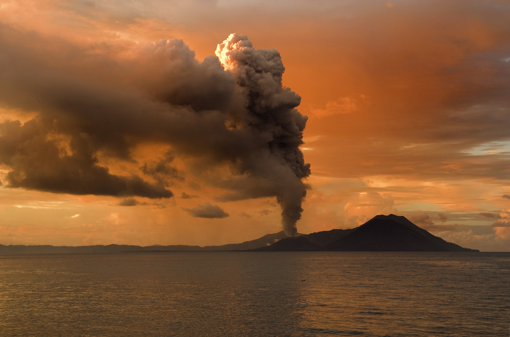 Tarvurvur Volcano erupting in Papua New Guinea